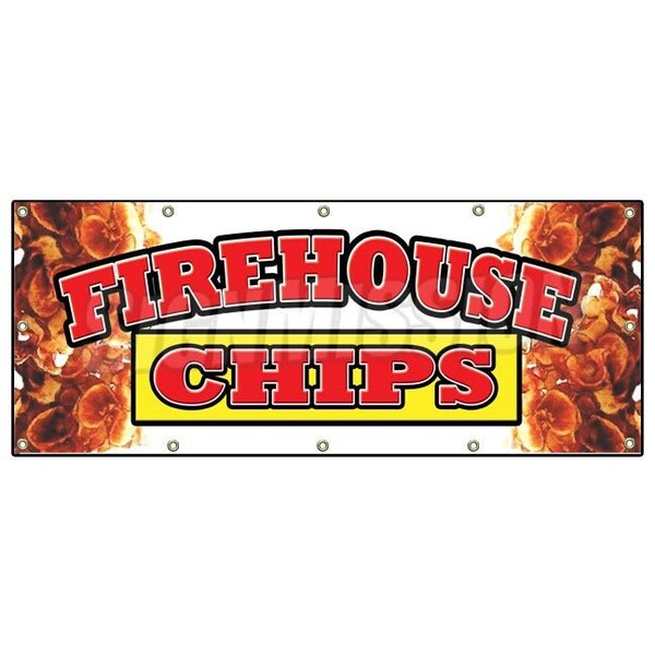 Signmission FIREHOUSE CHIPS BANNER SIGN chips restaurant snacks subs combo B-120 Firehouse Chips - main